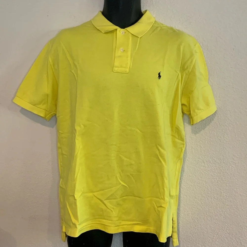 Ralph Lauren Polo Shirt Men's LARGE YELLOW Iconic Golf Short Sleeve Classic Mesh